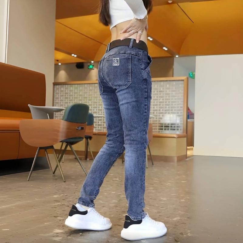 南柚个体店牛仔裤男士修身小X脚秋冬加绒弹力长裤子韩版潮流男裤