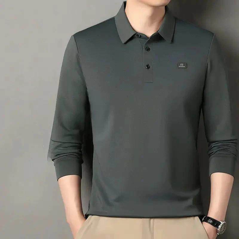 Scott服饰秋冬中年男装纯色长袖T恤透气翻领加绒保暖长袖休闲打底