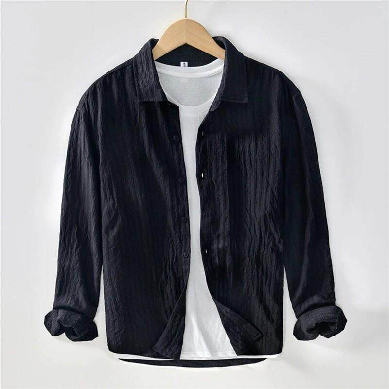 影之男装2026春季淡雅简约文艺纯色长袖薄款百搭高级感衬衫外套男