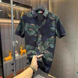夏提花Polo衫 Verve轻奢服饰薄款 韩版 短袖 翻领覆古 男水洗印花f衬衫