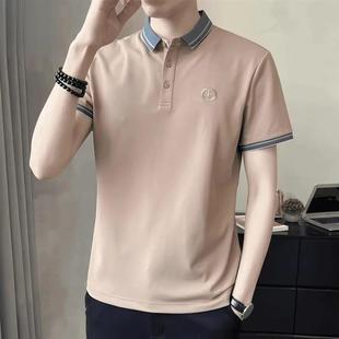 翻领polo衫 FZ轻奢b服饰精品冰丝短袖 薄款 T恤男士 高端潮牌带领 夏季