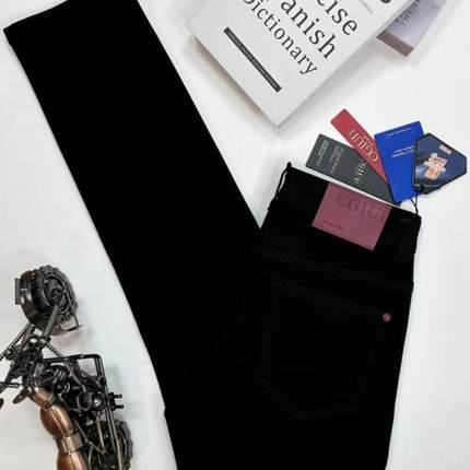 Seek潮g牌男装秋冬新款纯黑男士软牛仔裤弹力修身直筒版型牛仔裤