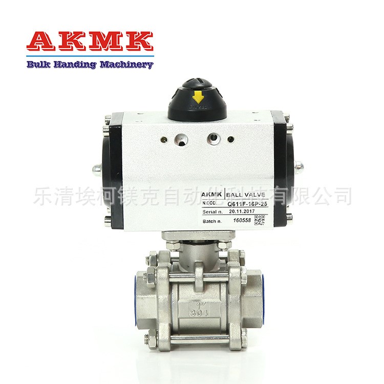 气动不锈钢球阀Q611F-25P气动螺纹球阀二通三片外加剂球阀