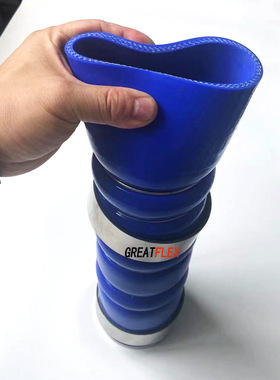 GREATFLEX蓝色汽车夹布大口径波纹钢丝硅胶螺纹管CAC30工厂