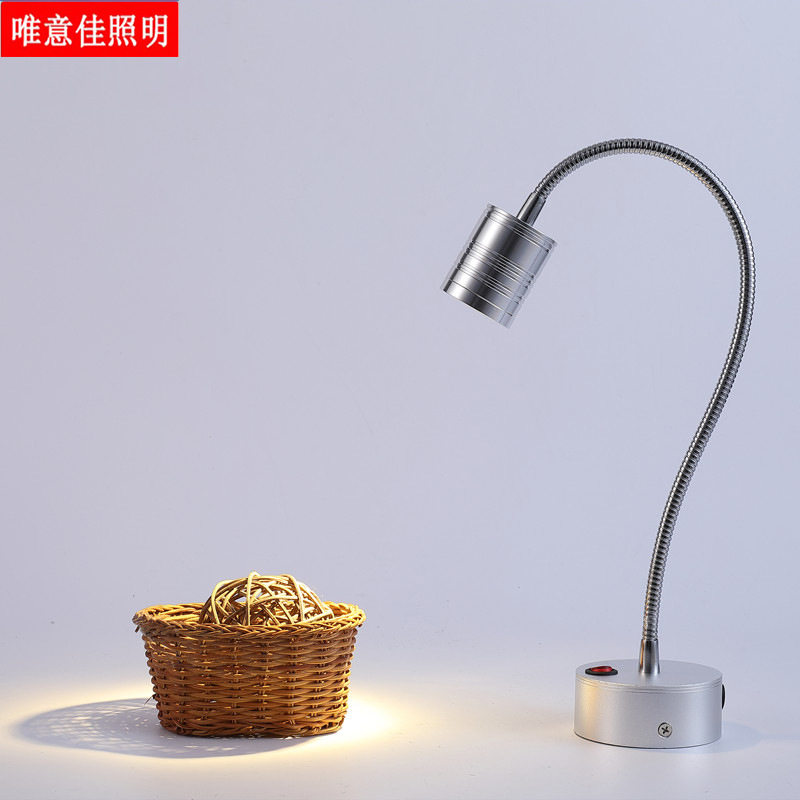 led无线可充电软管射灯珠宝柜台展柜应急射灯3W吧台地摊小射灯