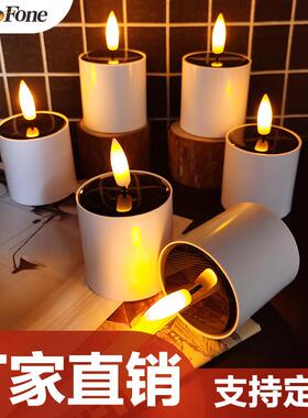 户外防水LED太阳能蜡烛灯黄昏晚上自动亮照明氛围灯充电重复使用