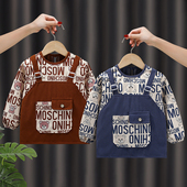 秋冬儿童罩衣宝宝吃饭围兜防水防脏男童灯芯绒洋气护衣围裙反穿衣