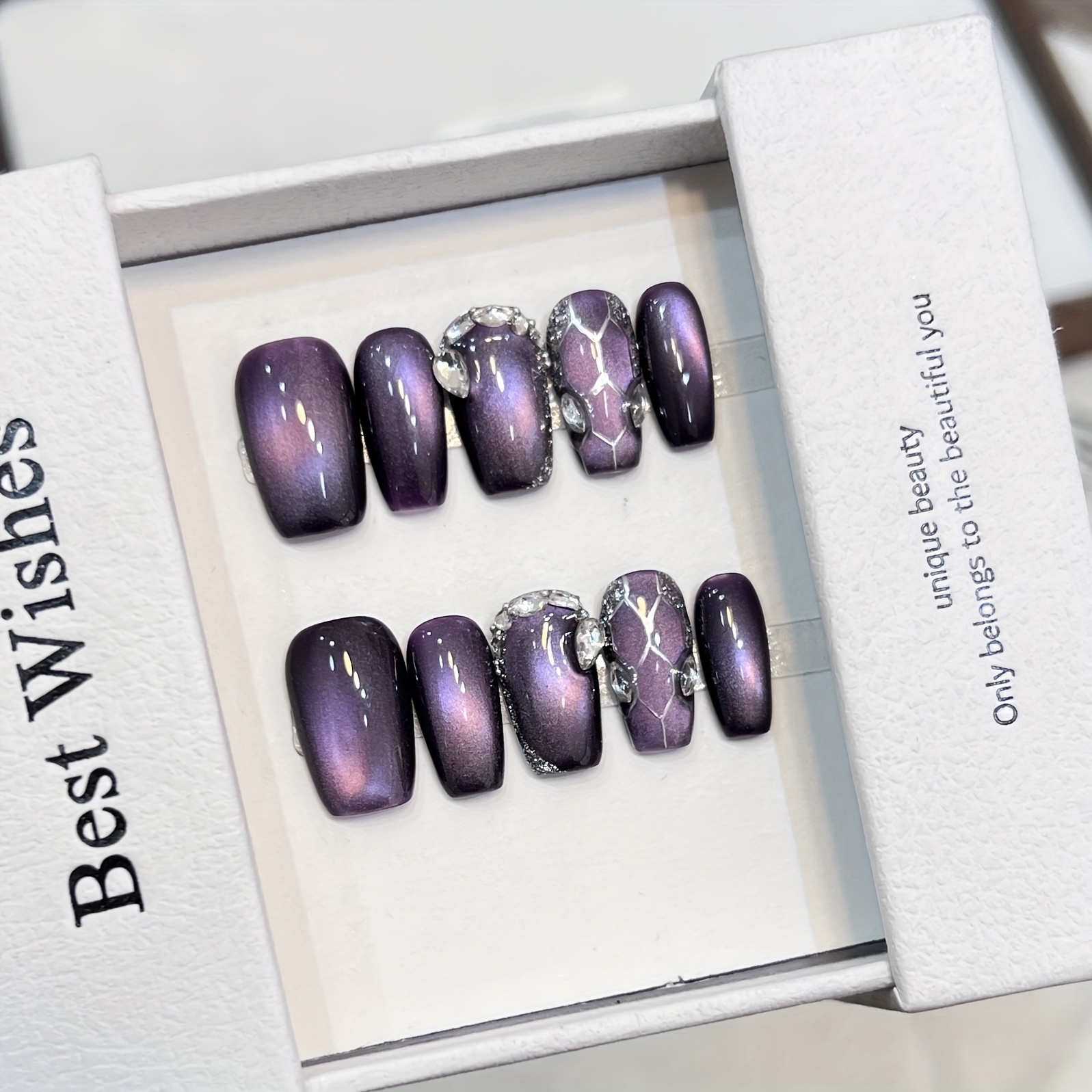 紫色星空蛇纹纯手工美甲贴片成品穿戴甲指甲片ins小红书爆款