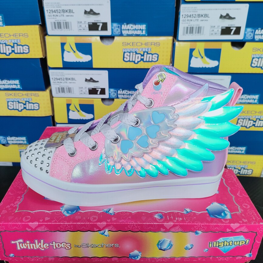 Skechers斯凯奇女童闪钻灯鞋可爱梦幻翅膀高帮鞋休闲鞋314453L