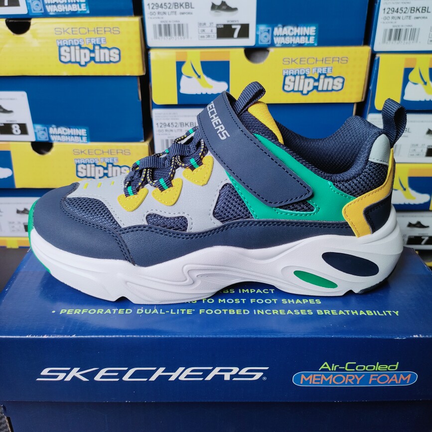 Skechers斯凯奇秋季男童老爹鞋撞色潮流魔术贴休闲运动鞋405203L