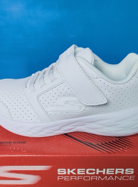 斯凯奇儿童鞋男童秋季校园小白鞋魔术贴休闲运动鞋97862L