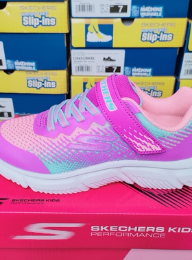 斯凯奇新款女童时尚撞色魔术贴休闲鞋舒适运动跑步鞋302430L