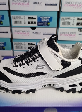 Skechers斯凯奇童鞋魔术贴老爹熊猫鞋轻质透气网面休闲鞋319003L