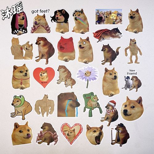 50张网红柴犬meme狗沙雕表情包贴纸手帐笔记本装饰手机diy防水贴