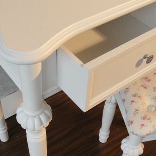 韩式 田园白色家具简约玄关桌儿童学习书桌带抽梳妆桌子实木电脑桌