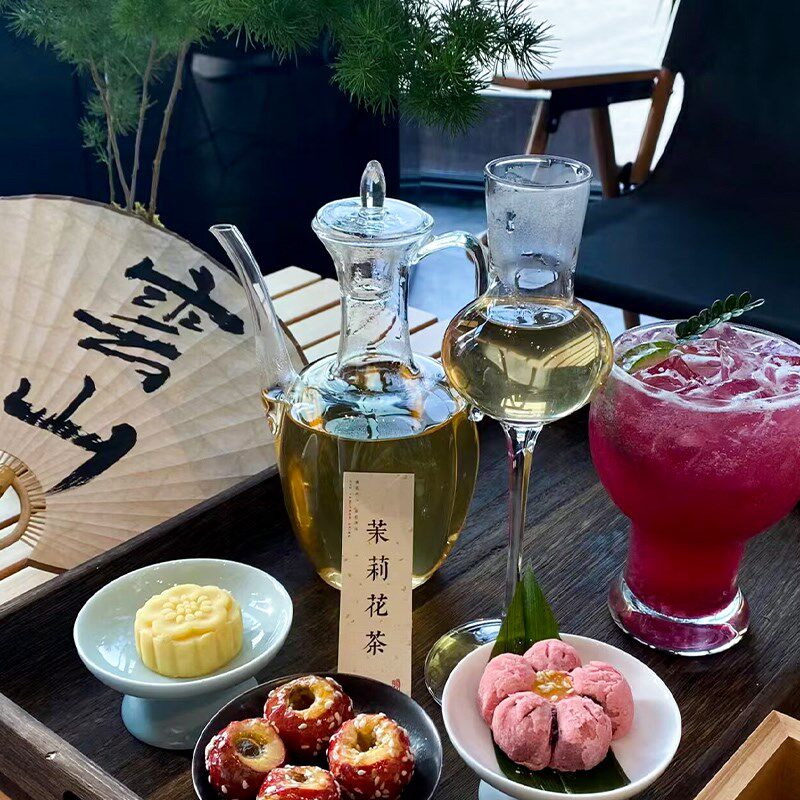 新中式茶馆国潮冷萃茶饮茶器皿过滤冲泡茶饮具煮茶釜手执冲泡套装