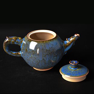禹州钧瓷茶壶粗陶瓷器坯柴烧钧景泰蓝功夫茶具礼品泡煮茶壶花茶壶