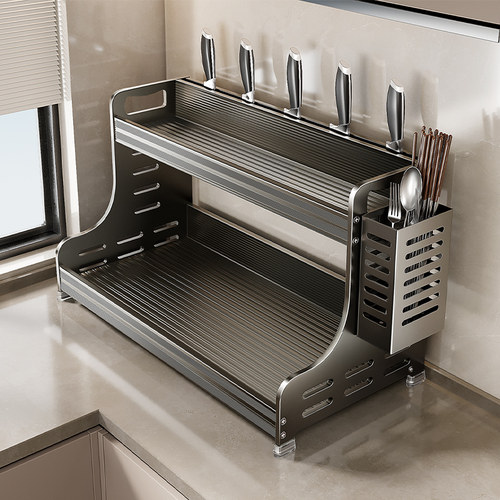 厨房置物架免安装一体刀架台面调料架家用调味品多功能大全收纳架