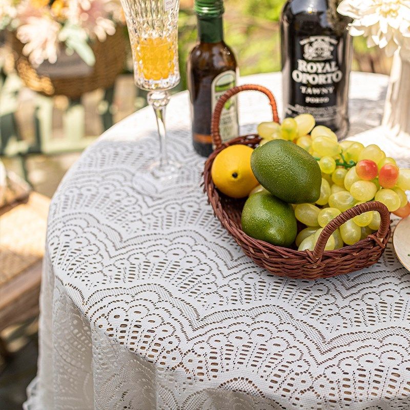 蕾丝桌布法式复古白色长方形美式餐桌布茶几台布圆桌荷叶边盖巾布,居家布艺,桌布,淘宝优惠券,粉丝福利购,淘宝优惠卷