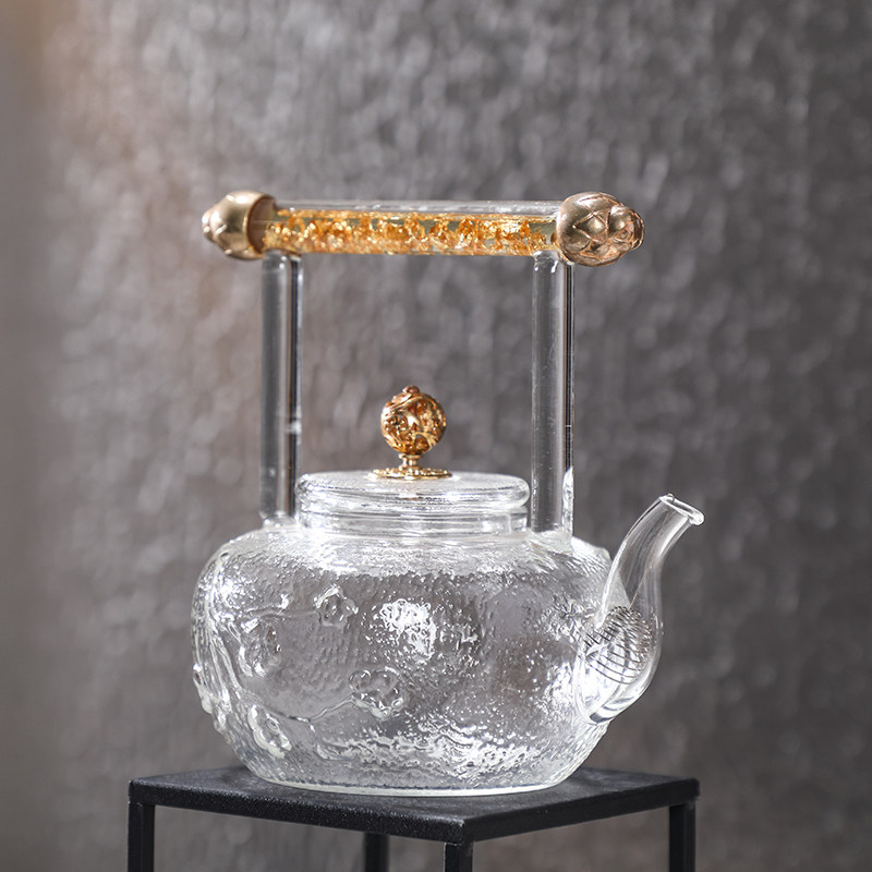 软装设计别墅酒店样板房间桌面透明玻璃茶壶茶杯茶几茶室摆件饰品