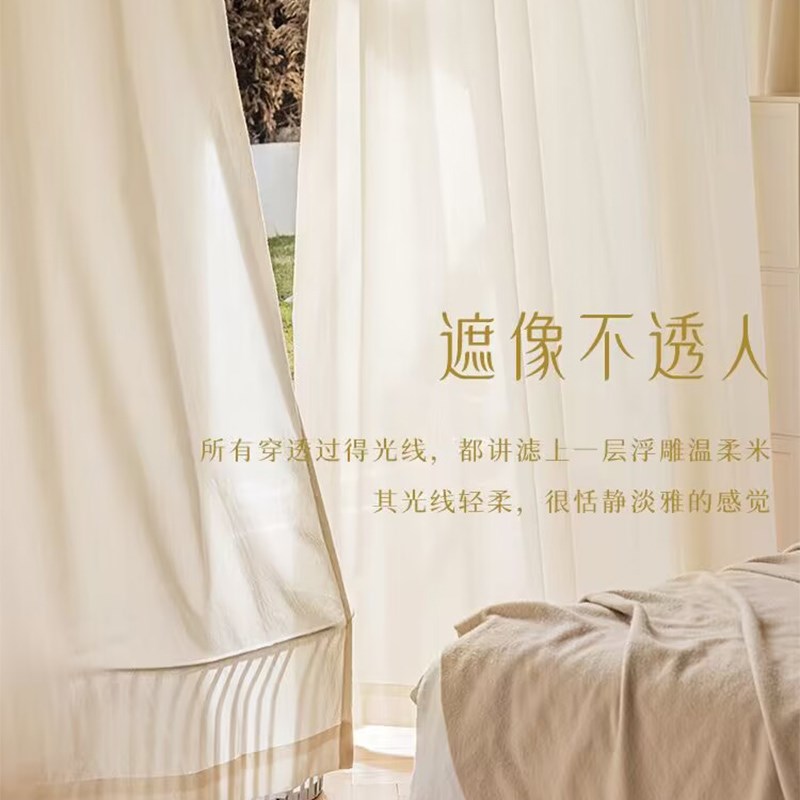 美式窗纱新款客厅复古风法式洛可可窗帘透光不透人纱帘卧室浮雕纱