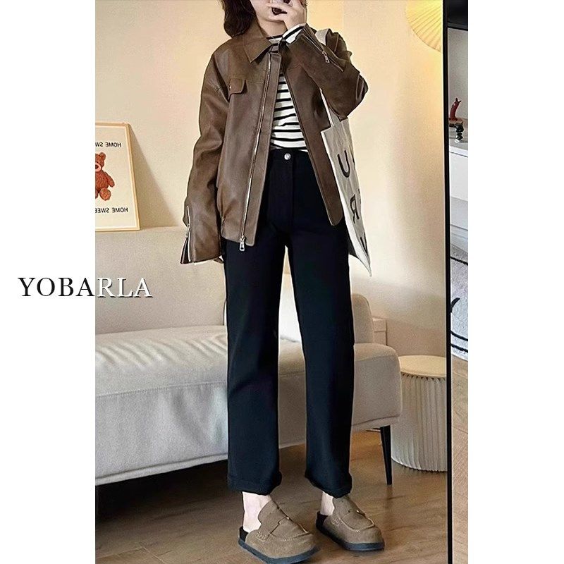 黑色直筒牛仔裤女春季新款大码胖mm梨形身材显瘦窄版九分烟管裤子