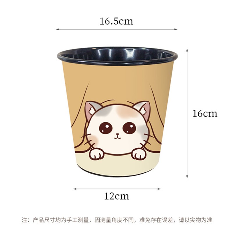 创意手绘铁艺桌面垃圾桶卡通可爱轻奢家用桌上卫生桶卧室床头纸篓