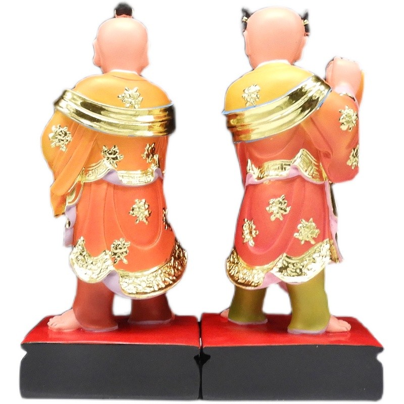 包邮12寸招财进宝童子神像手捧元宝拿字牌童子道像招福纳财摆件
