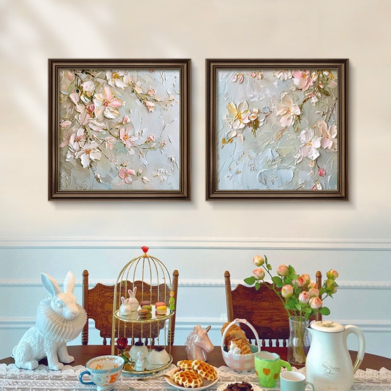 美式餐厅装饰画法式挂画餐桌壁画饭厅背景墙油画高级感客厅组合画