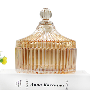 创意欧式水晶玻璃糖缸大号糖果罐子带盖糖果盒水果盘家用糖盘客厅