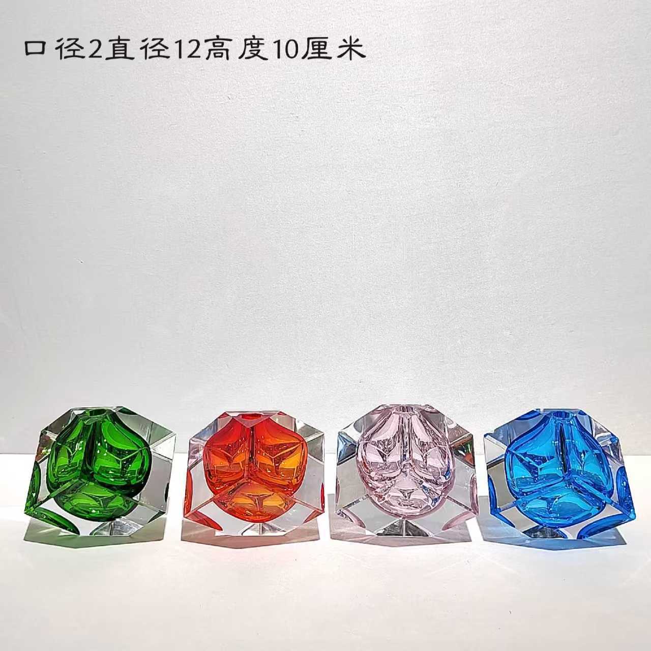 简约现代创意魔方形琉璃花瓶家居软装桌面插花工艺品装饰摆件