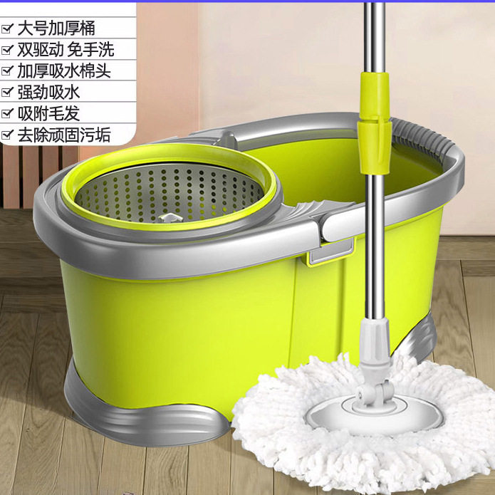 手压双驱动拖把组合旋转拖把不锈钢盘清洁桶干湿两用免手洗拖把