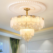 客厅水晶吊灯现代简约轻奢餐厅灯法式 奶油睡莲温花朵馨卧室水晶灯