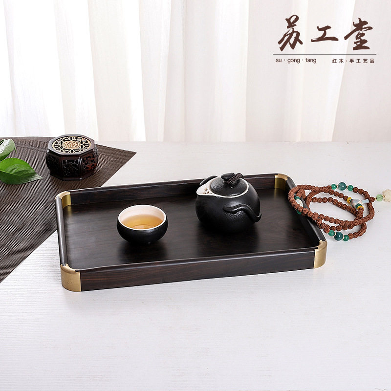 紫光檀全独板托盘  家用茶具长方形托盘收纳文盘果盘  厂家直销