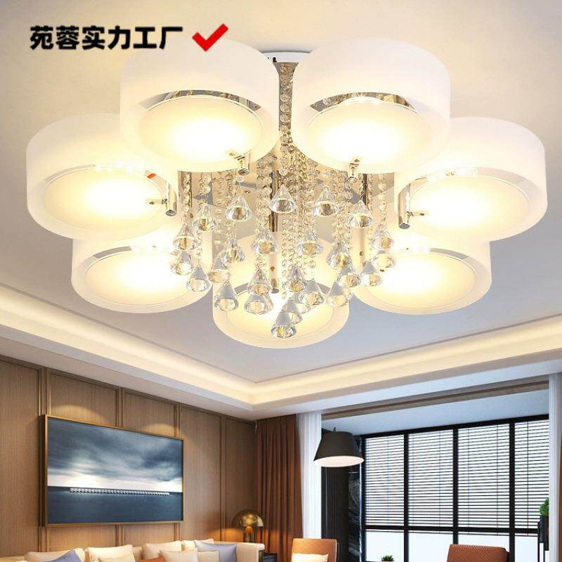 客厅灯轻奢水晶灯房间led吸顶灯具语音控制简约现代主卧室灯大全
