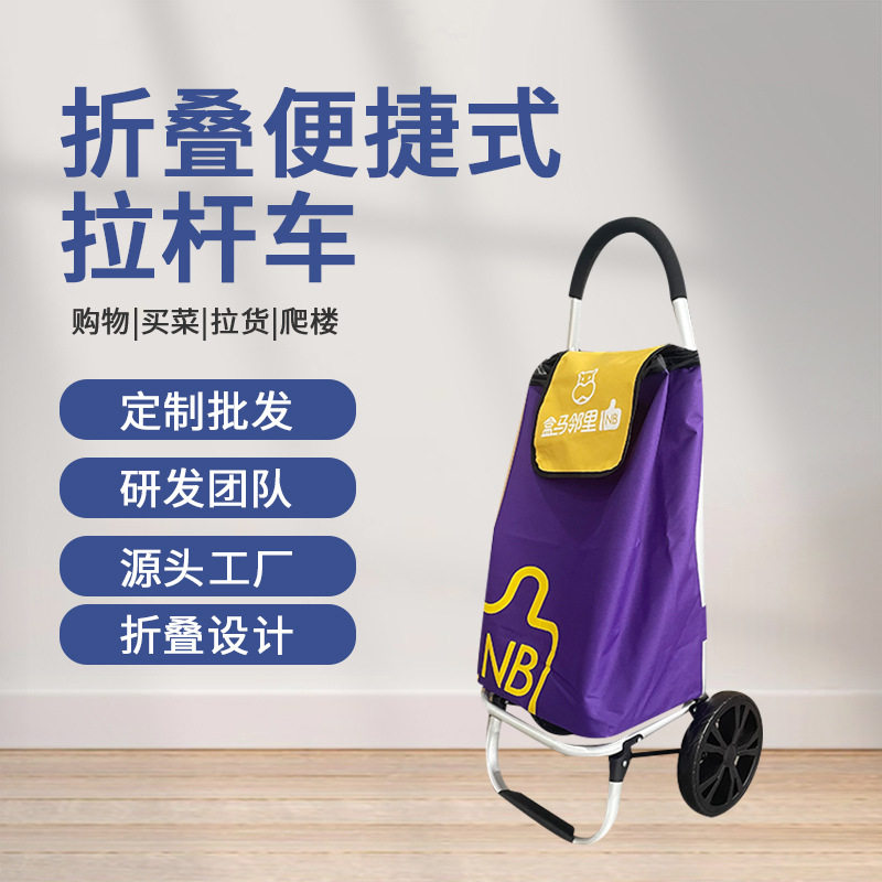 厂家批发家用超市购物买菜折叠便携式铝管大容量可移动购物拉杆车