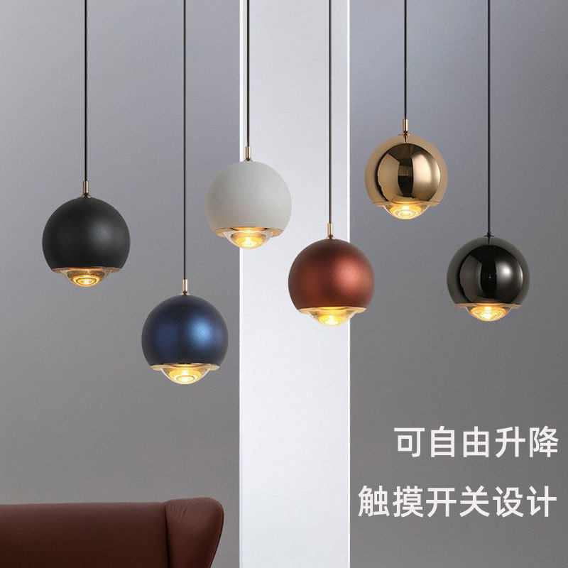 可升降吊灯现代简约餐厅吧台茶室卧室床头柜创意触摸开关小吊线灯
