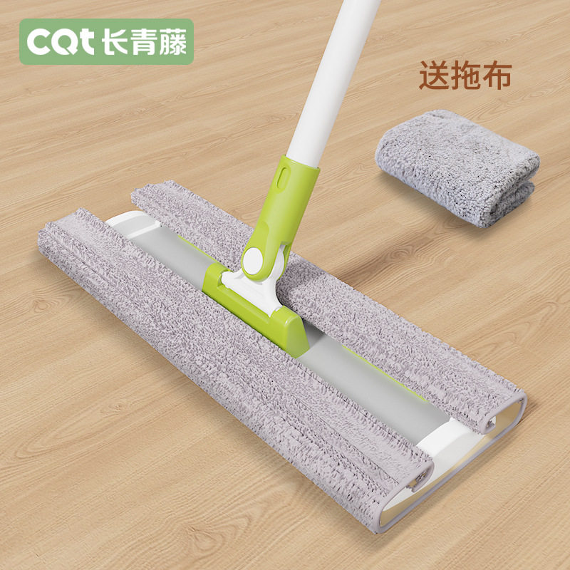 夹固式平板拖把家用懒人一拖净吸水除尘干湿两用夹布伸缩铁杆拖把