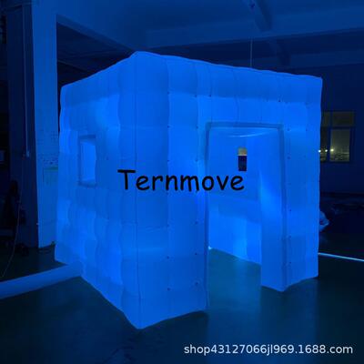 便携式充气发光照相亭LED婚礼充气photobooth充气照片工作室