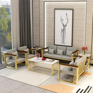 北欧办公室商务接待会客洽谈区沙发茶几组合简约现代客厅轻奢沙发