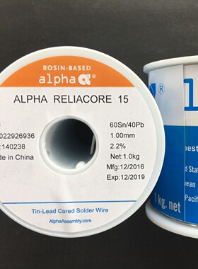 ALPHA爱法焊锡线/锡丝RELIACORE 15 60Sn/Pb40-1.00MM-F2.2