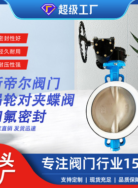 手动涡轮对夹四氟蝶阀 衬四氟304板 软密封 厂家天津D371F -10Q