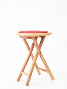 折叠凳子便携家用实木椅子简约小圆凳现代板凳成人餐椅皮可收高凳