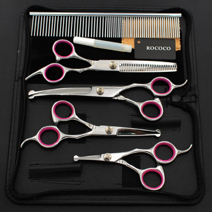 平剪牙剪弯剪 4.5寸5.5寸 安全剪 圆头剪套装 6.5寸宠物美发剪刀