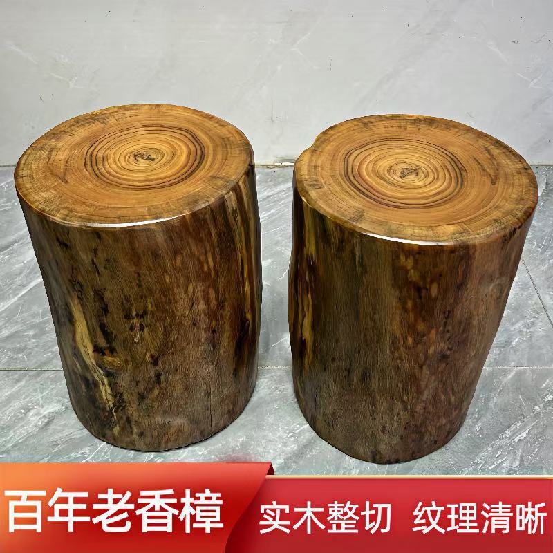 香樟实木墩子原木树桩木桩根雕底座茶桌茶几木头凳圆木凳木墩花架
