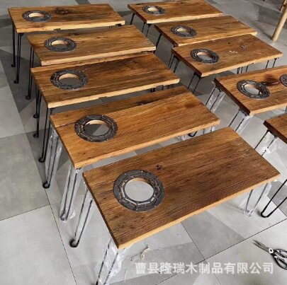木质户外野餐桌围炉桌春游野炊露营餐桌户外卡式折叠桌实木煮茶桌