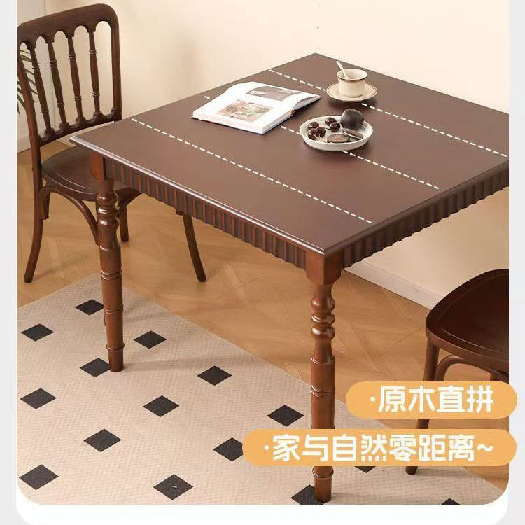 中古风实木餐桌椅复古风家用商用小户型长方形饭桌法式正方形桌子
