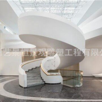 GRG餐厅天花吊顶商场石膏板材料立柱旋转楼梯办公楼柱子造型墙面