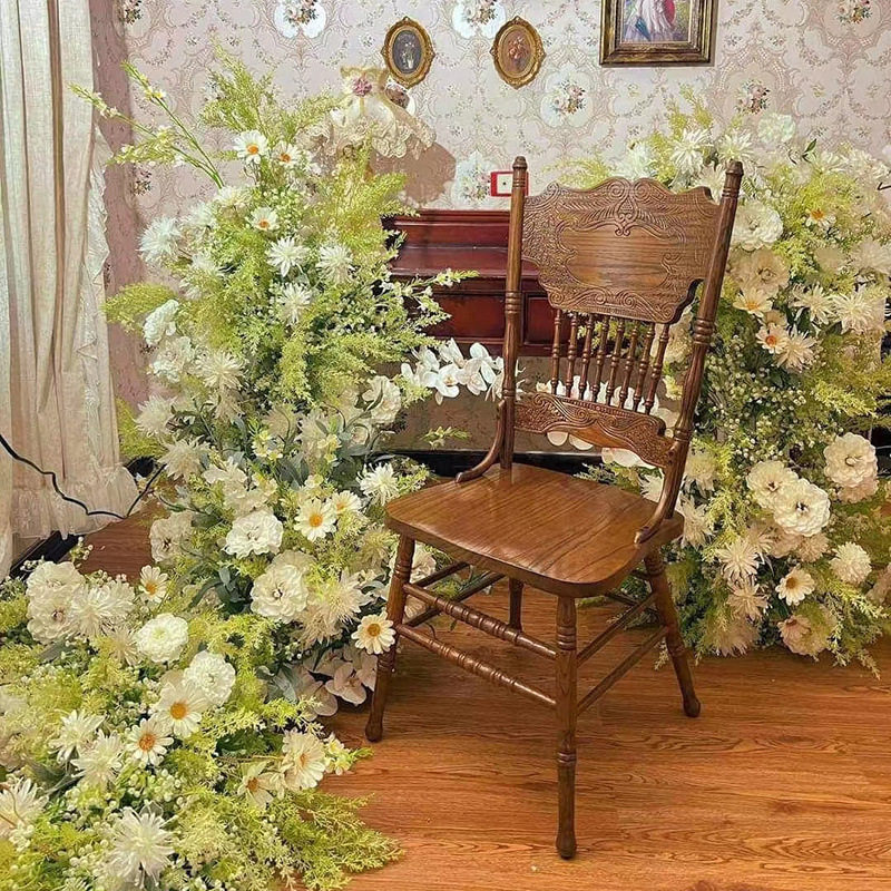 美式复古实木餐椅田园婚庆道具法式欧式庭院温莎椅子