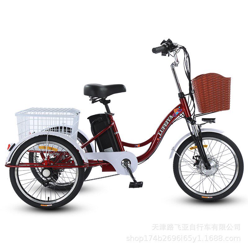 现货批发20寸7速电助力三轮车成人脚踏电动三轮自行车老年电动车